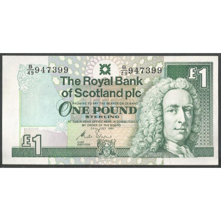 Escosia, 1 Pound 24 Jul 1991 P351b