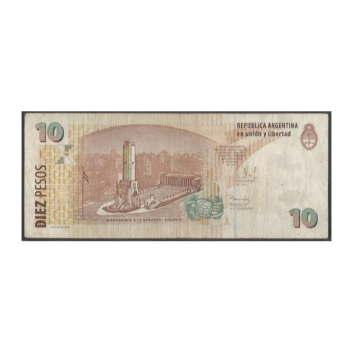 Argentina 10 Pesos ND2003 Serie Ñ P354a reverso