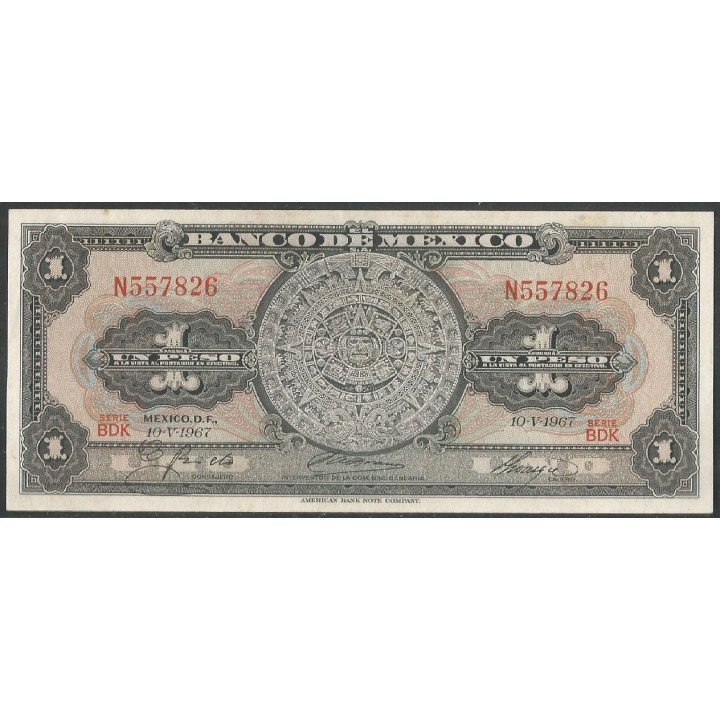 Mexico, 1 Peso 10 May 1967 Serie BDK P59j