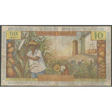 Antillas Francesas, 10 Francs ND1964 Firma 1 P8a