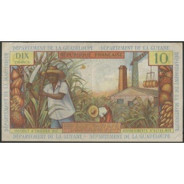 Antillas Francesas, 10 Francs ND1964 Firma 2 P8b