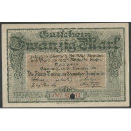 Alemania - Chemnitz, 20 Mark 16 Nov 1918