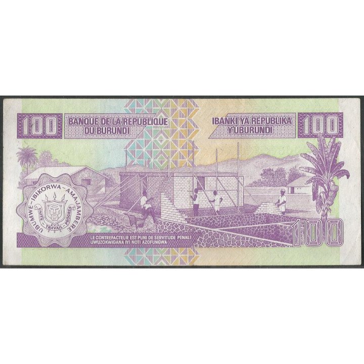 Burundi 100 Francs 1 May 2006 P37e reverso