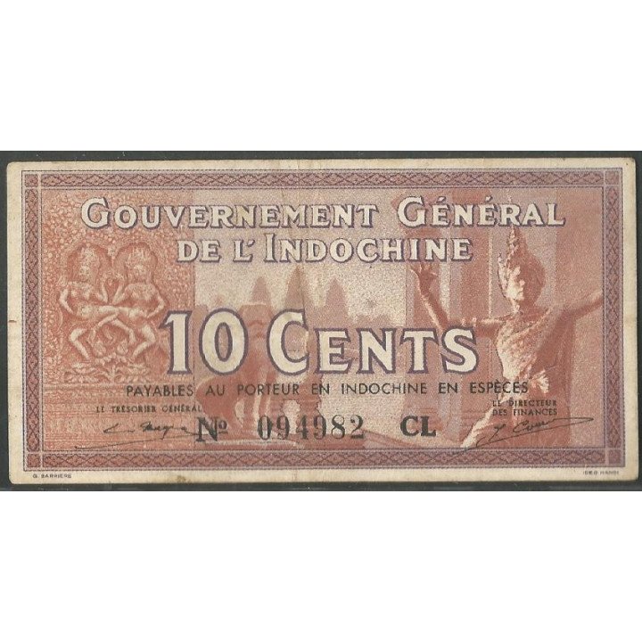 Indochina Francesa, 10 Cents ND1939 P85d