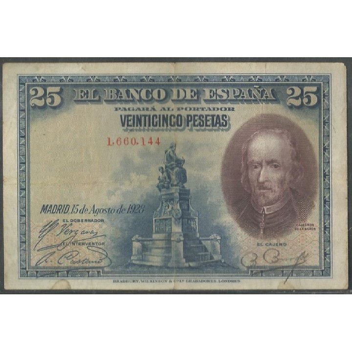 España, 25 Pesetas 15 Ago 1928 P74a