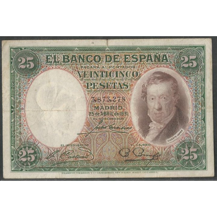 España, 25 Pesetas 25 Abr 1931 P81