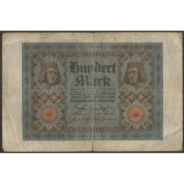 Alemania, 100 Mark 1 Nov 1920 P69a