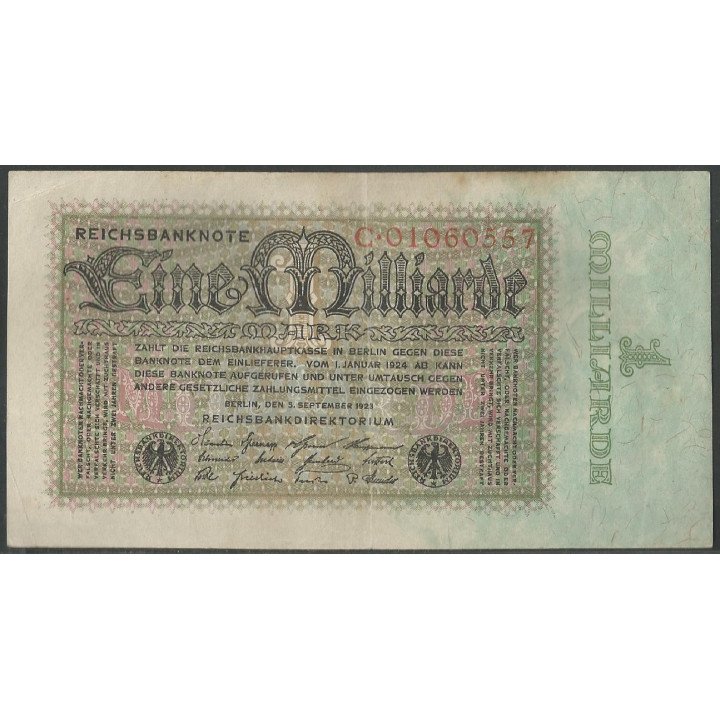 Alemania, 1 Millardo Mark ND 5 Sep 1923 P114(2)