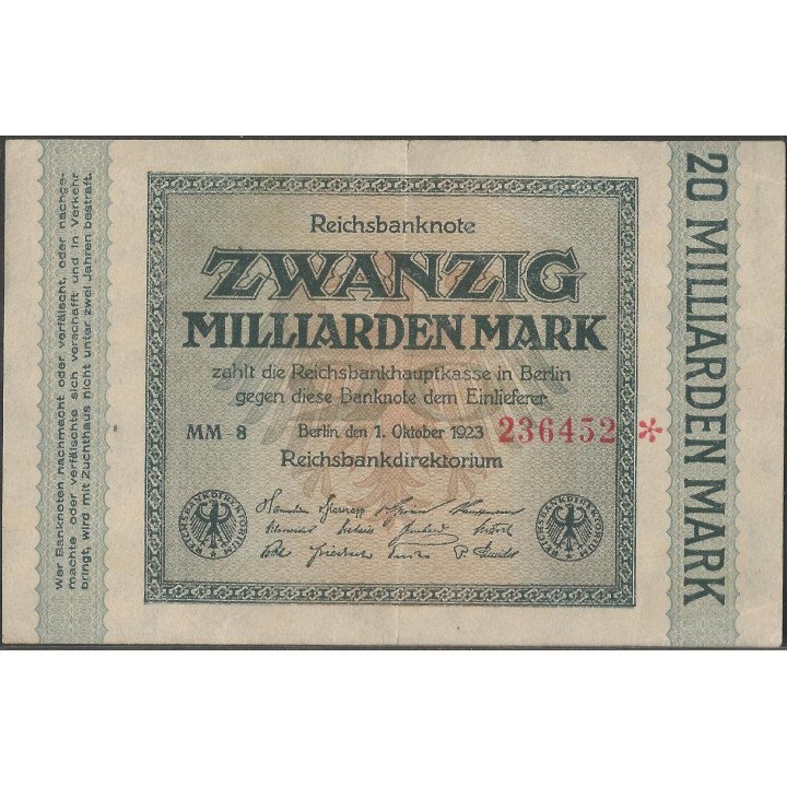 Alemania, 20 Millardos Mark ND 1 Oct 1923 P118a1