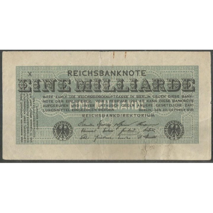 Alemania, 1 Millardo Mark 20 Oct 1923 P122