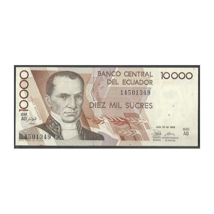 Ecuador 10.000 Sucres 30 JUL 1988 AD P127a