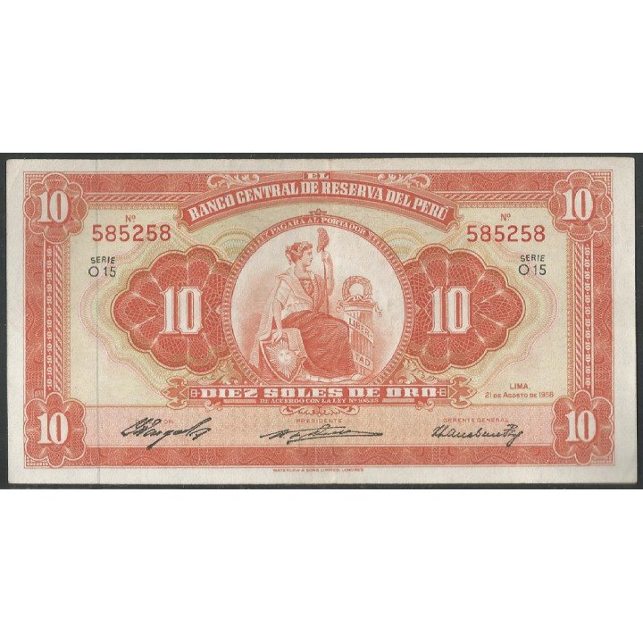 Peru, 10 Soles 21 Ago 1958 P82