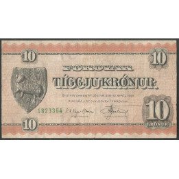 Islas Faroe, 10 Kronur L1949 (54) P15a