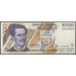 Ecuador 5.000 Sucres 20 Ago 1993 AI P128a