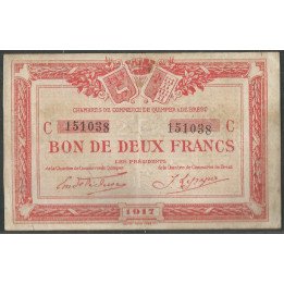 Francia - Camara de comercio de Quimper & de Brest 2 Francs 1917