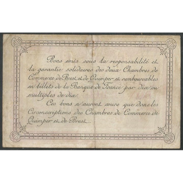 Francia - Camara de comercio de Quimper & de Brest 2 Francs 1917