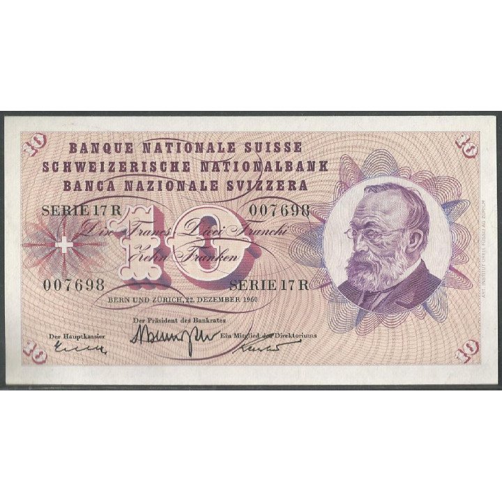 Suiza, 10 Francs 22 Dic 1960 P45f2