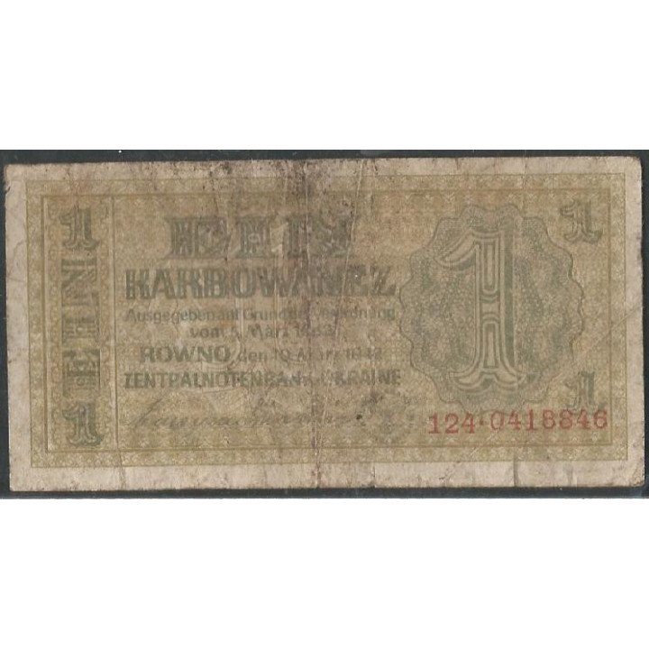 Ukrania - Ocupacion Nazi, 1 Karbowanez 10 Mar 1942 P49