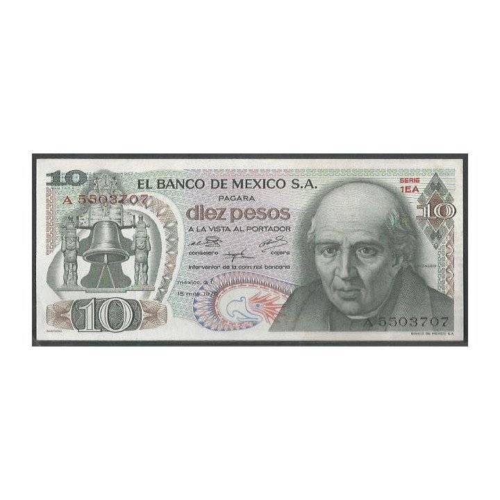 Mexico 10 Pesos 15 May 1975 Serie 1EA P63h