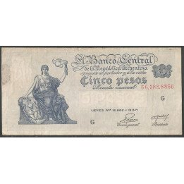 Argentina, 5 Pesos L12962 y 13571 Serie G P264(2)