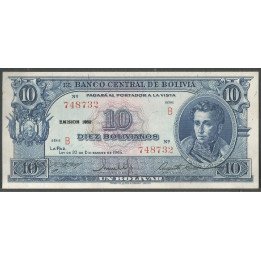 Bolivia, 10 Bolivianos 1951 Serie B P139b2
