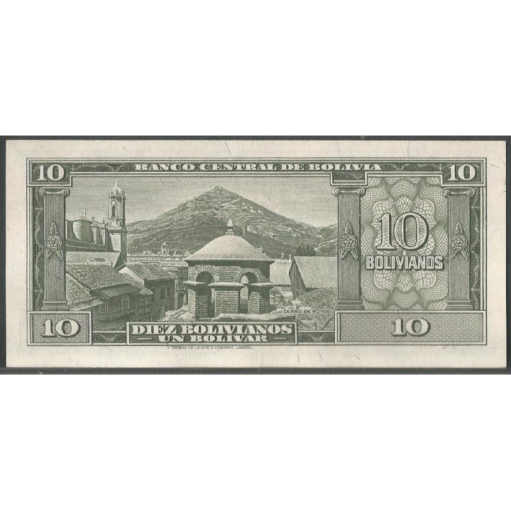 Bolivia, 10 Bolivianos 1951 Serie B P139b2