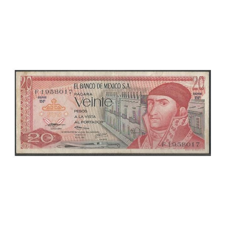 Mexico 20 Pesos 18 Jul 1973 Serie BF P64b