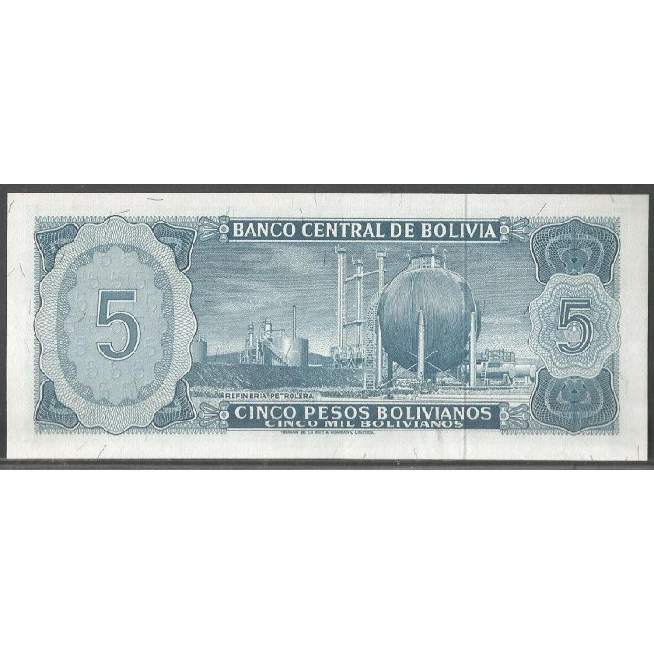 Bolivia, 5 Pesos Bolivianos L 13 Jul 1962 Serie V P153a9
