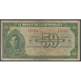 Billete de 50 Pesos 1 Ene 1951 6 Dig BGW254