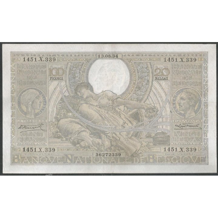 Belgica, 100 Francs 13 Ago 1934 P107(1)