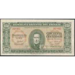 Uruguay, 50 Centesimos L1939 Serie J P34