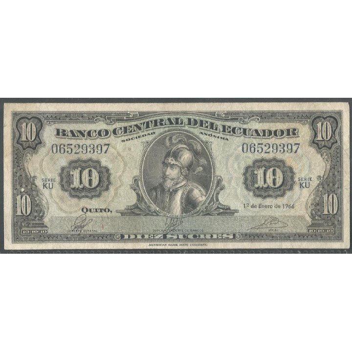 Ecuador, 10 Sucres 1 Ene 1966 KU P101Aa