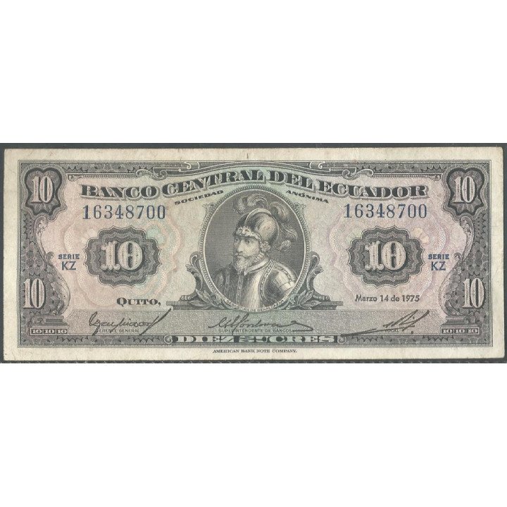 Ecuador, 10 Sucres 14 Mar 1975 KZ P109