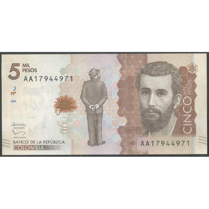 Billete de 5.000 Pesos 19 Ago 2015 Serie AA Radar 17944971 BGWNF5-1