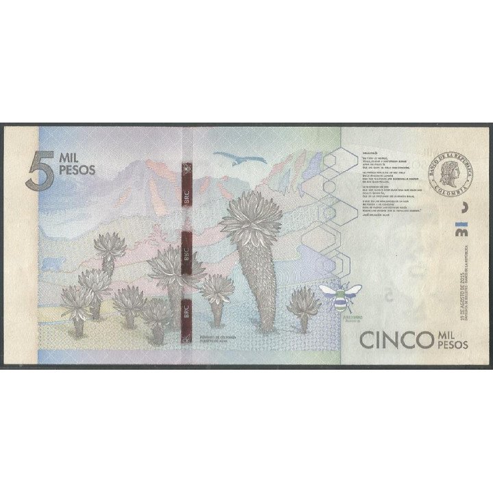 Billete de 5.000 Pesos 19 Ago 2015 Serie AA Radar 17944971 BGWNF5-1