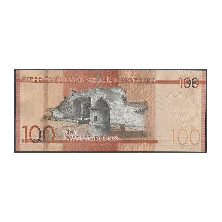 Rep. Dominicana 100 Pesos 2021 P190F reverso