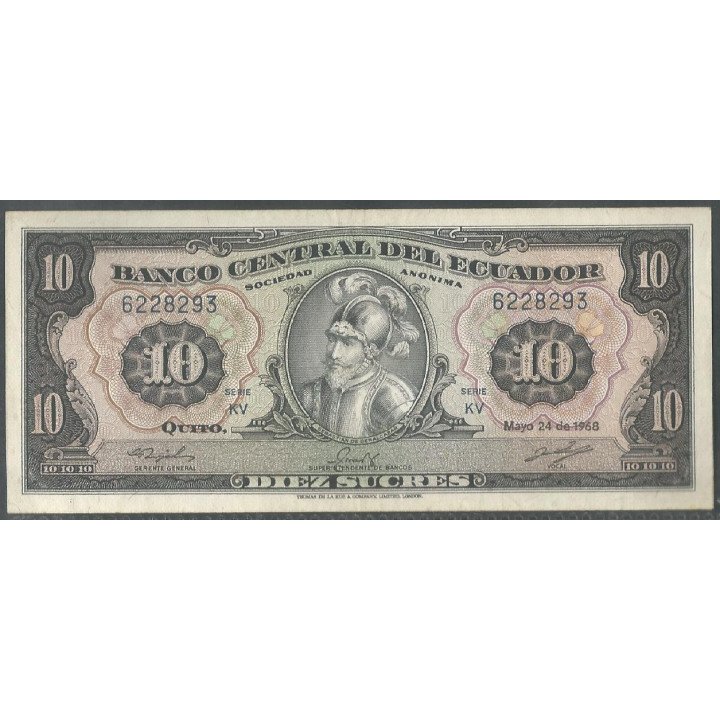 Ecuador, 10 Sucres 24 May 1968 KV P114a