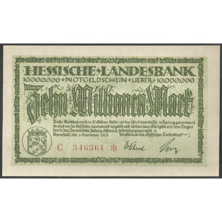 Alemania - Hessische Landesbank, 10.000.000 Mark 1 Sep 1923