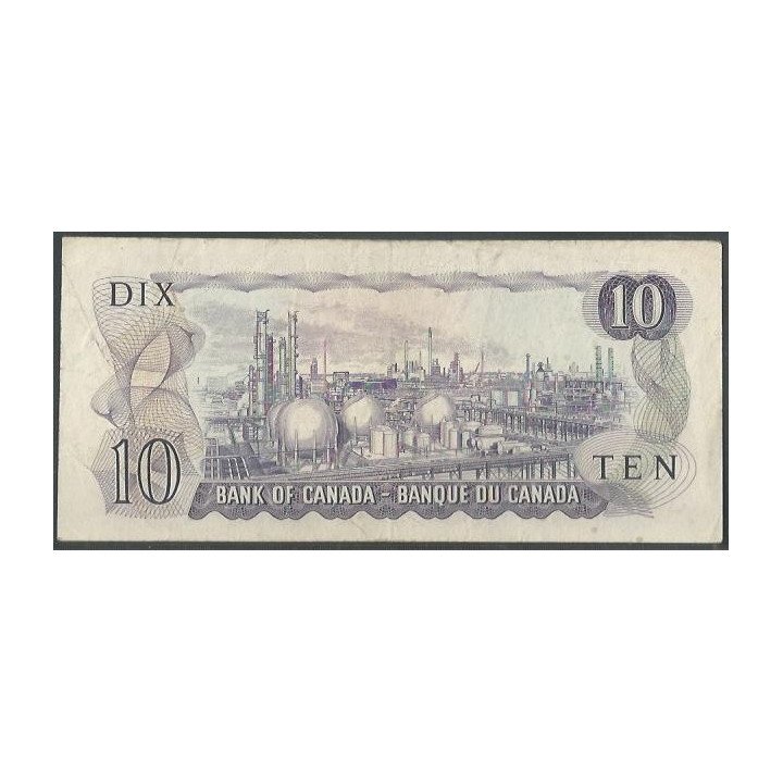 Canada 10 Dollars 1971 P88c reverso