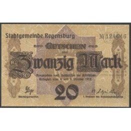 Alemania - Regensburg, 20 Mark 8 Oct 1918