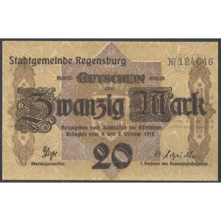 Alemania - Regensburg, 20 Mark 8 Oct 1918