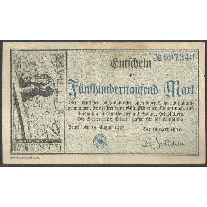Alemania - Beuel, 500.000 Mark 15 Ago 1923