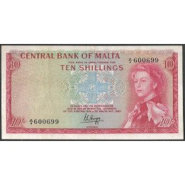 Malta, 10 Shillings L1967 (68) P28a