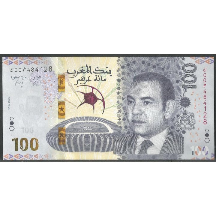 Marruecos, 100 Dinares 2025 P83, Copa Africana de futbol 2025