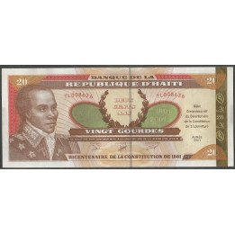 Haiti, 20 Gourdes 2001 P271, 200 Años de la constitucion