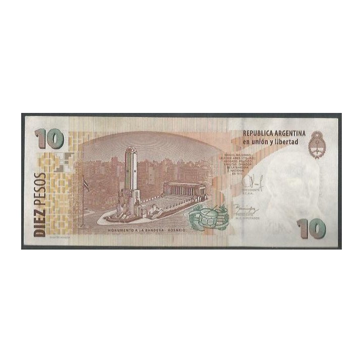 Argentina 10 Pesos ND2003 Serie P P354a reverso