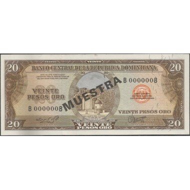 Rep. Dominicana, 20 Pesos ND1974 P102s Muestra