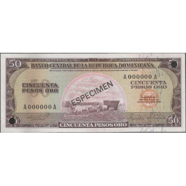 Rep. Dominicana, 50 Pesos ND1974 P103s Especimen