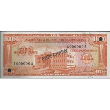 Rep. Dominicana, 100 Pesos ND1974 P104s Especimen