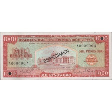 Rep. Dominicana, 1.000 Pesos ND1975 P115s1 Especimen